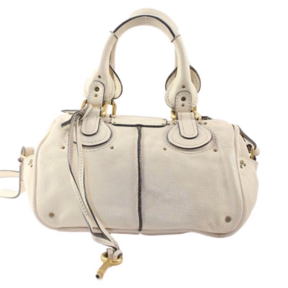 CHLOE PADDINGTON Small Ivory Leather Bag Removable Strap Lock and Key NWOT - Picture 4 of 16